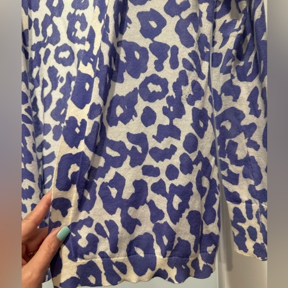 ANN TAYLOR LOFT Petites Size SP Purple Animal Print Cardigan Y2K Office - Picture 7 of 15